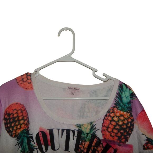 JUICY COUTURE women's large 90s vintage pineapple watermelon jersey shirt blouse - Picture 2 of 14